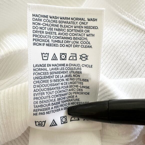 Land's End Tank Top Women's S White Ruffle Sleeve Ribbed Modern Classic Core - Picture 6 of 8